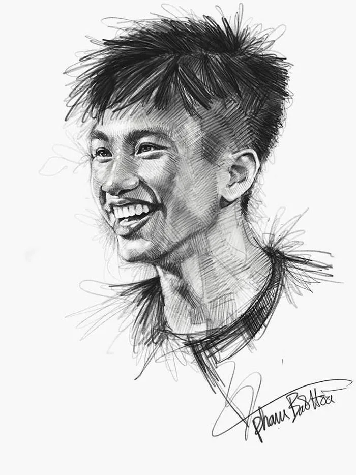 Bộ tranh vẽ các cầu thủ đội tuyển U23 Việt Nam bằng bút chì gây sốt