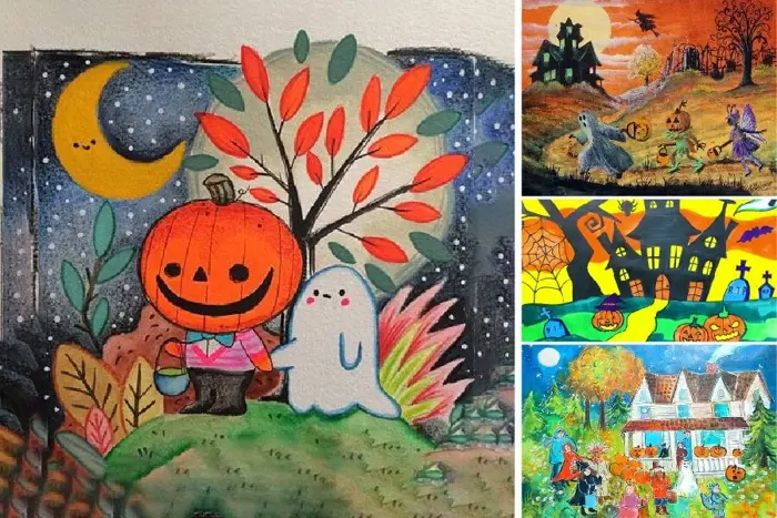 99 tranh vẽ Halloween đẹp nhất 2023|Cách vẽ tranh Halloween đơn giản