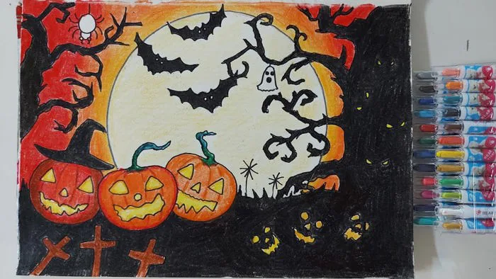 Hướng dẫn vẽ tranh Halloween | How to draw Halloween