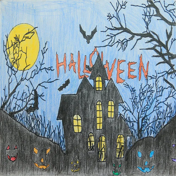 Bộ hình vẽ đề tài lễ hội Halloween lớp 9 đẹp nhất 2023
