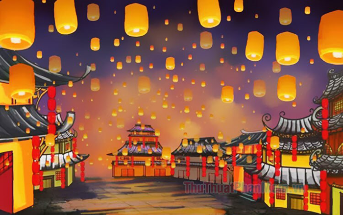 Tranh vẽ đề tài lễ hội hoa đăng đẹp nhất Tranh vẽ đề tài lễ hội hoa đăng đẹp nhất