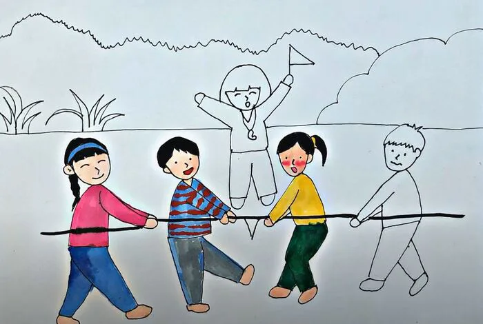 Hướng dẫn vẽ tranh kéo co lễ hội đơn giản và đẹp nhất