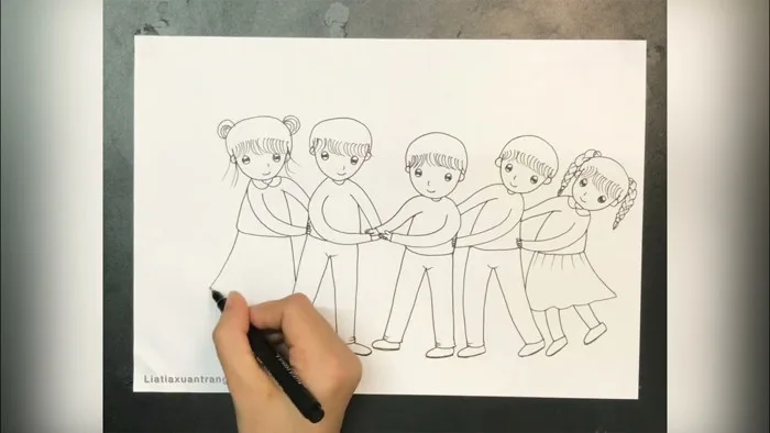 Vẽ trò chơi kéo co đơn giản | Vẽ chơi kéo cô dễ nhất | Vẽ đề tài trò chơi  dân gian chơi kéo co