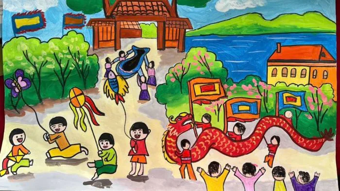 15+ mẫu vẽ tranh lễ hội đẹp, ấn tượng nhất