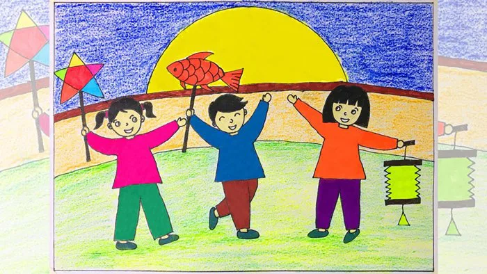 Vẽ tranh lễ hội trung thu | Vẽ tranh trung thu | Vẽ tranh đề tài trung thu