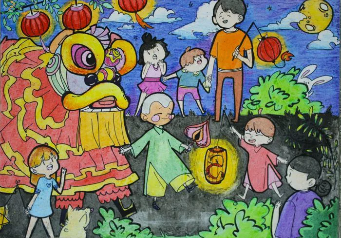 1️⃣】 Những bức hình vẽ tranh đề tài lễ hội Tết Trung thu đơn giản mà đẹp ™