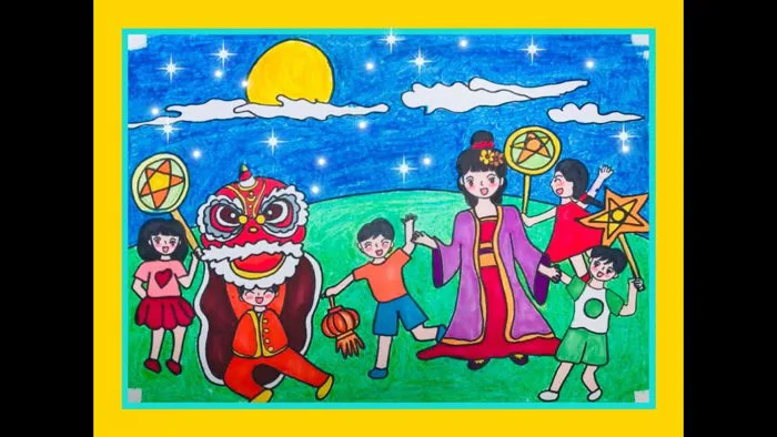 VẼ TRANH ĐỀ TÀI LỄ HỘI: VUI TRUNG THU - LỄ HỘI TRĂNG RẰM 🌕