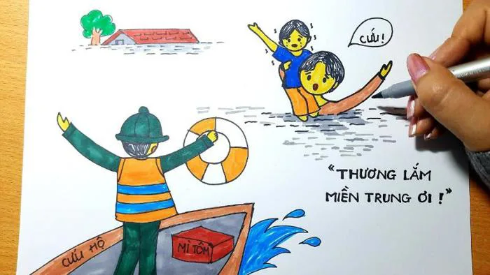 Vẽ tranh phòng chống thiên tai và thông điệp tuyên truyền