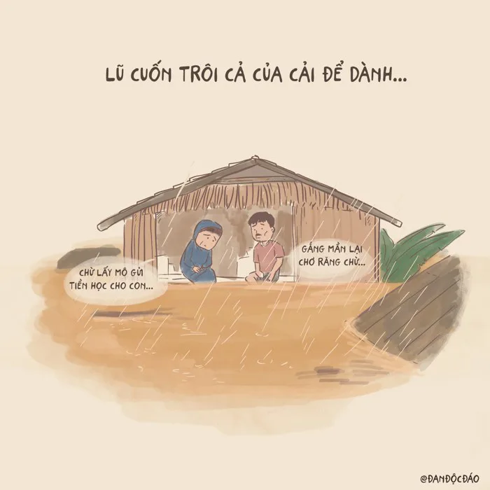 Chàng trai phác hoạ những mất mát do bão lũ, kêu gọi ủng hộ miền Trung