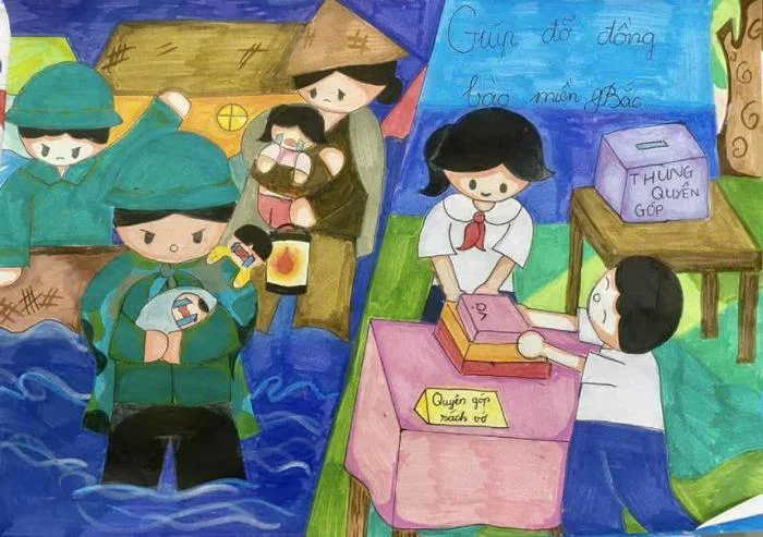 Vẽ tranh phòng chống thiên tai và thông điệp tuyên truyền
