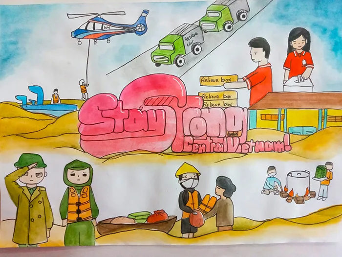 Hoạt động vẽ tranh cổ động: Miền Trung ơi, cố lên nhé! - Hệ thống Trường  Tây Úc
