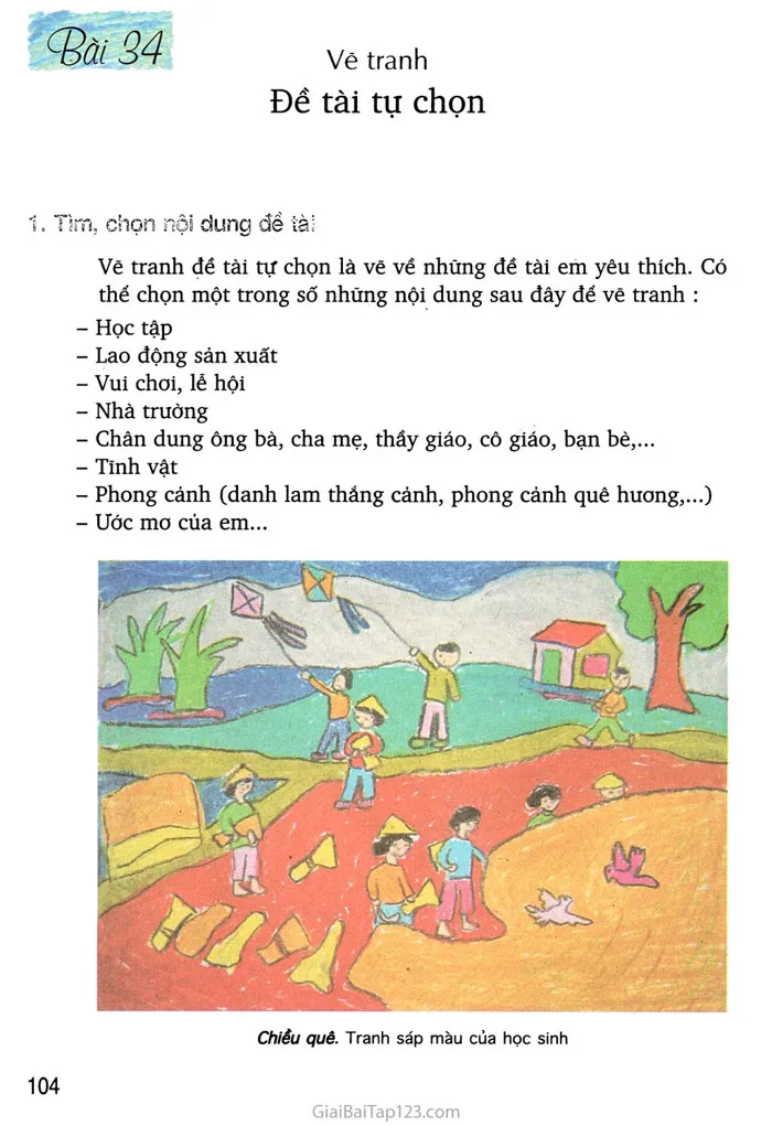 SGK Mĩ Thuật 5 - Bài 34: Vẽ tranh - Đề tài tự chọn
