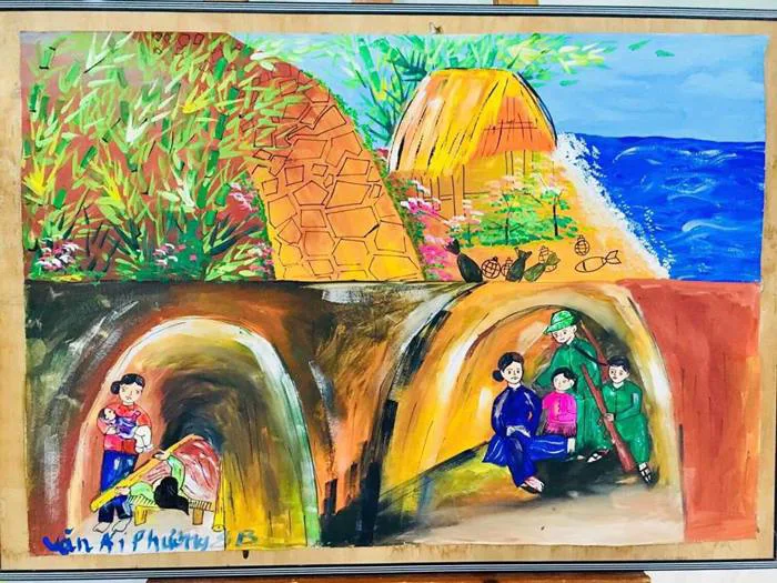 Ảnh: Học sinh tái hiện lịch sử địa phương qua tranh vẽ