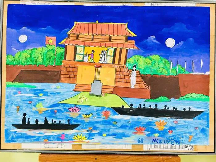 Ảnh: Học sinh tái hiện lịch sử địa phương qua tranh vẽ