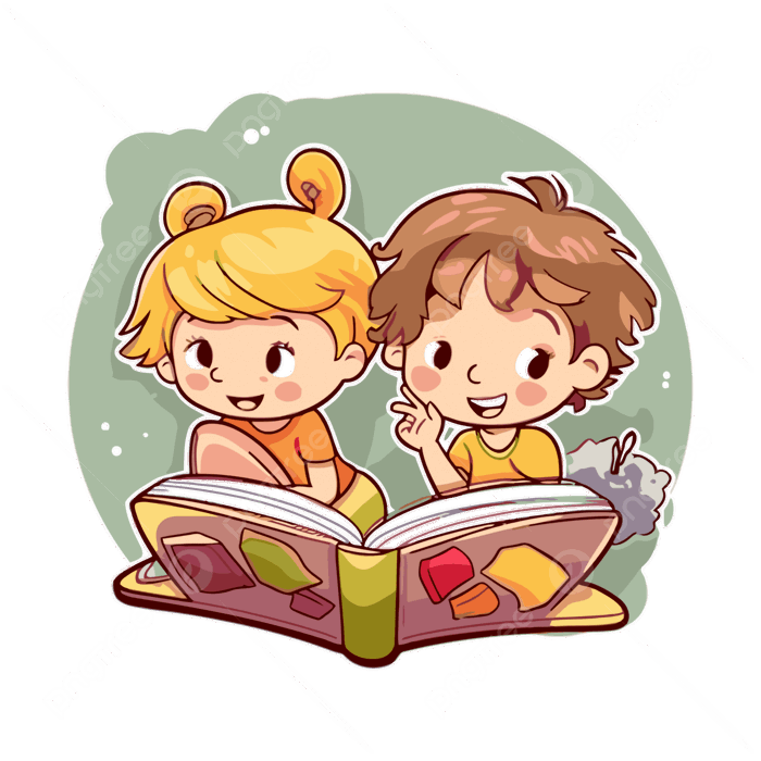 Hình ảnh Vẽ Hai đứa Trẻ đang đọc Sách Cùng Nhau Clipart Vectơ PNG , Thiết  Kế Nhãn Dán Với Phim Hoạt Hình Trẻ Em đọc Sách Bị Cô Lập, Nhãn Dán