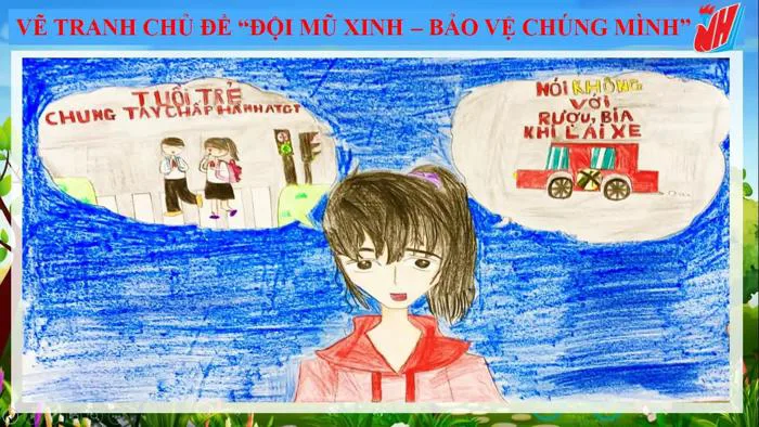 Vẽ tranh chủ đề ĐỘI MŨ XINH - BẢO VỆ CHÚNG MÌNH | Tiểu học Nguyễn Huệ, quận  Hồng Bàng
