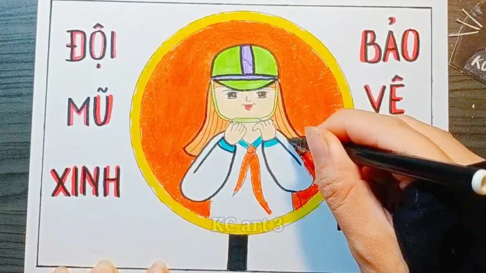 Tranh áp phích - cổ động : vẽ đội mũ xinh bảo vệ chúng mình | vẽ mũ bảo  hiểm | vẽ an toàn giao thông