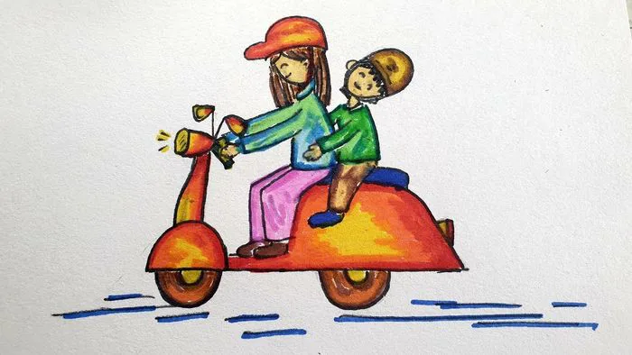 Vẽ tranh với chủ đề đội mũ xinh để bảo vệ bản thân