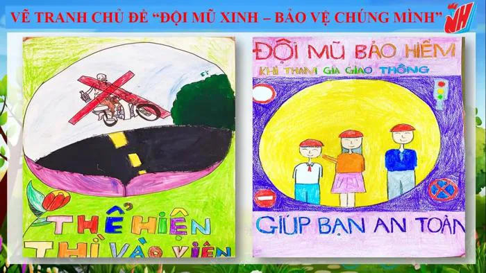 Vẽ tranh chủ đề ĐỘI MŨ XINH - BẢO VỆ CHÚNG MÌNH | Tiểu học Nguyễn Huệ, quận  Hồng Bàng
