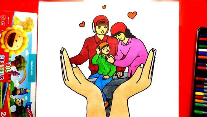 Vẽ tranh đội mũ xinh bảo vệ chúng mình - Cách vẽ tranh an toàn giao thông