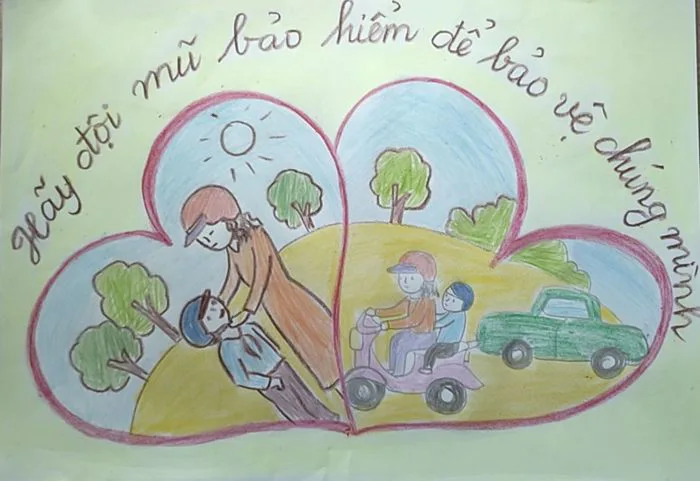 Tham gia sáng tác tranh cổ động chủ đề “Đội mũ xinh bảo vệ chúng minh”