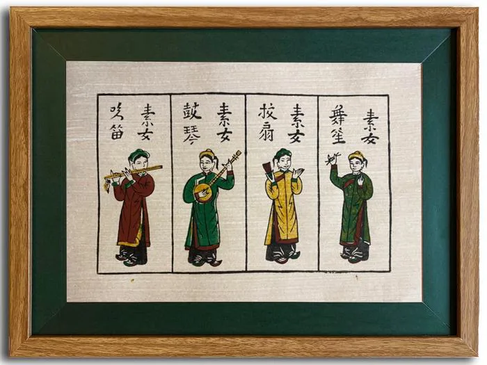 Tranh Đông Hồ Tố Nữ Khung Kính 40cm x 30cm | Tranh Dân Gian Đông Hồ