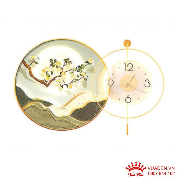 Tranh đồng hồ gắn tường trang trí phong cảnh thiên nhiên tươi đẹp