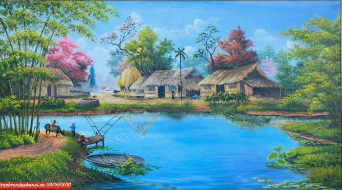 Tranh đồng quê việt nam, tranh đồng quê phòng khách SN81 - VN