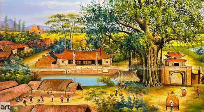Tranh phong cảnh làng quê nông thôn