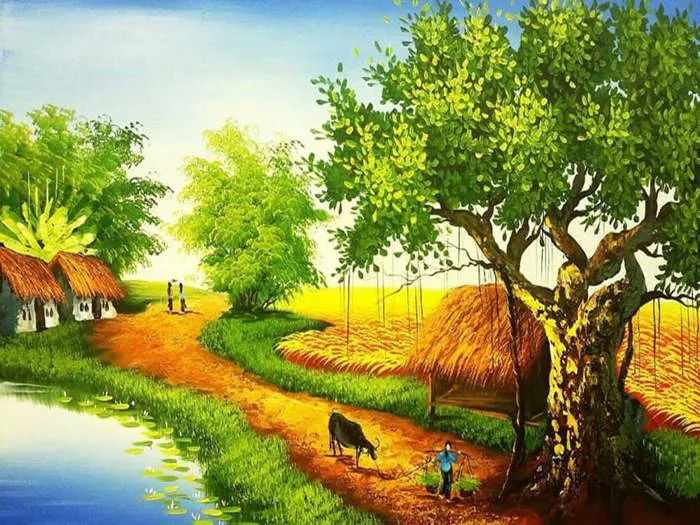 20] Mẫu Tranh Tường Phong Cảnh Đồng Quê Đẹp Nao Lòng