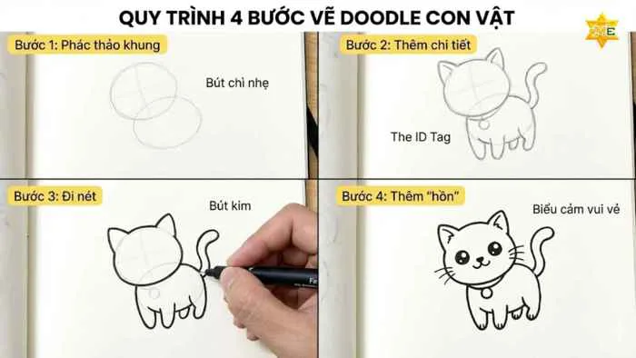 Hướng dẫn vẽ doodle con vật cực đơn giản và sinh động