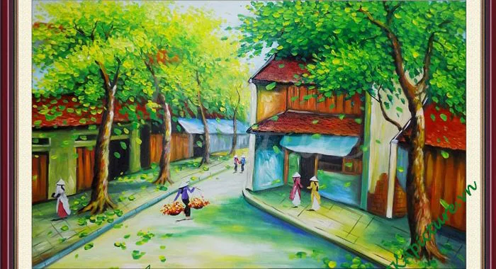 Những bức vẽ tranh phong cảnh phố cổ đẹp - Amia Hà Nội