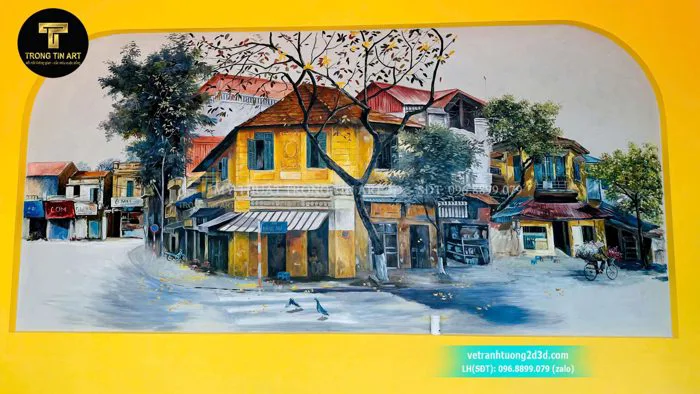 Vẽ Tranh Phố Cổ Hà Nội - Vẽ Tranh Tường Hà Nội Xưa