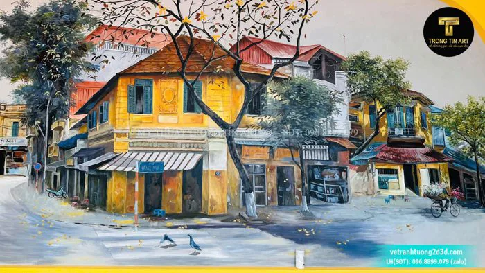 Vẽ Tranh Phố Cổ Hà Nội - Vẽ Tranh Tường Hà Nội Xưa