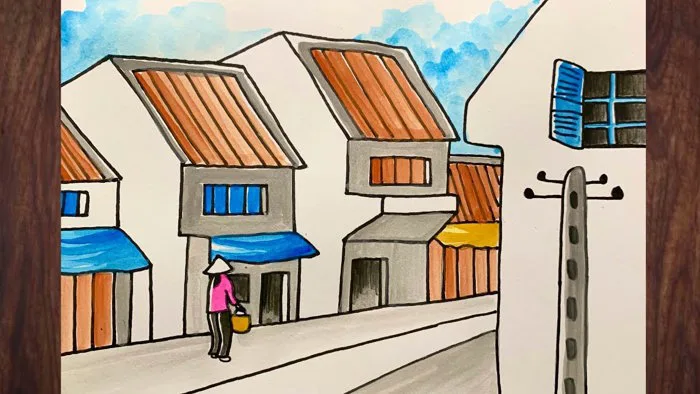 Vẽ ĐỀ TÀI PHONG CẢNH PHỐ CỔ đơn giản | how to draw easy scenery  #vetranhphongcanh