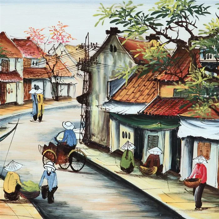Tranh vẽ cảnh phố cổ 01 - cao 42cm, rộng 66cm