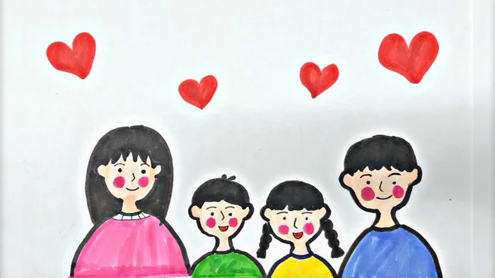 Vẽ Gia đình 4 người nhanh nhất | Cách vẽ tranh chân dung gia đình đơn giản  đẹp | Draw Family