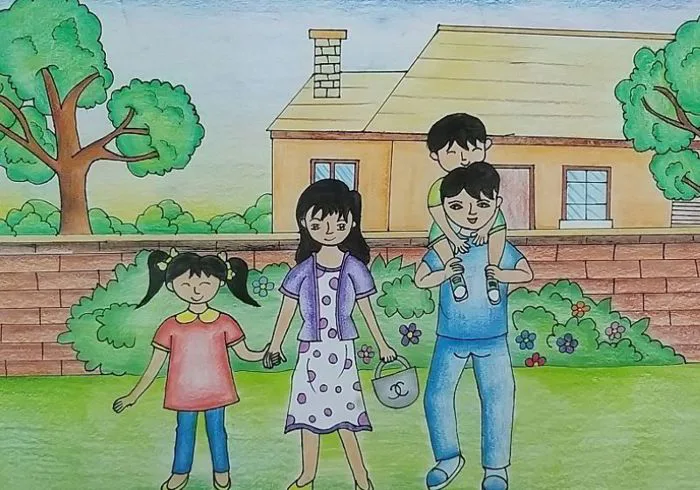 Vẽ Tranh Gia Đình Hạnh Phúc Đơn Giản Và Đẹp Nhất Cho Bé