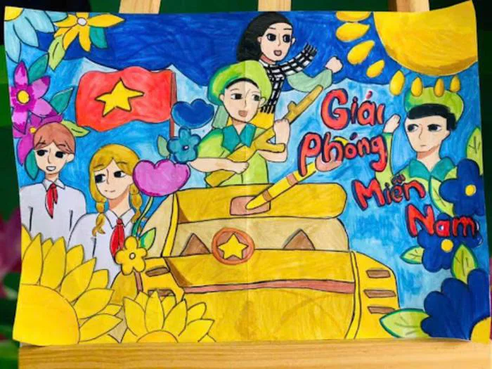 Hướng dẫn cách vẽ tranh giải phóng miền nam đẹp đơn giản