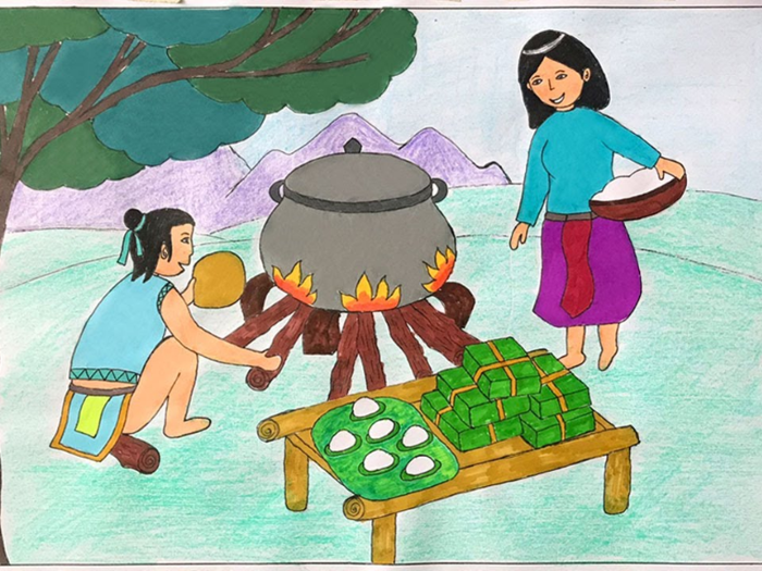 Hướng dẫn cách vẽ tranh giỗ tổ hùng vương đơn giản - Artnam