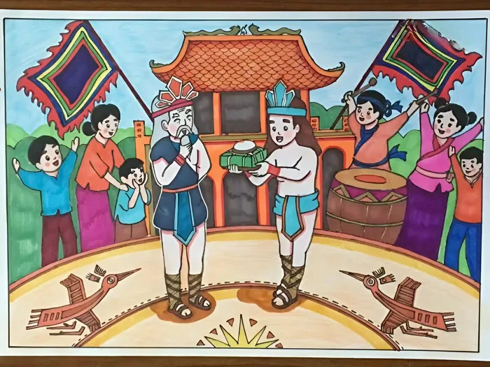 Hướng dẫn cách vẽ tranh giỗ tổ hùng vương đơn giản - Artnam