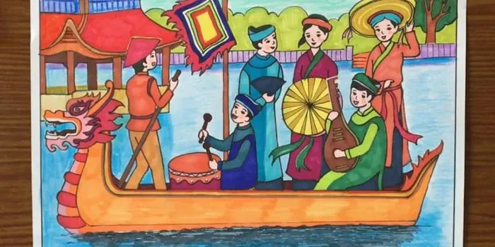 Tham khảo một số tranh vẽ Giỗ Tổ Hùng Vương​