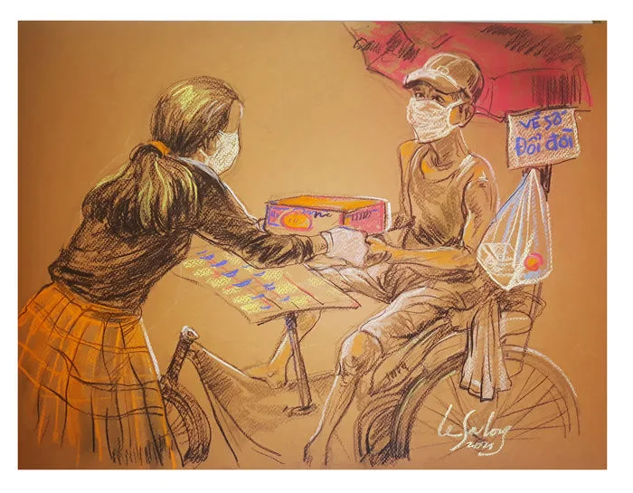 Sài Gòn những ngày giãn cách qua nét vẽ của hoạ sĩ Lê Sa Long