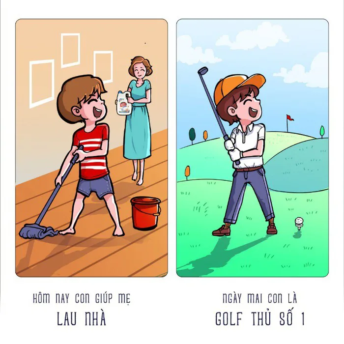 Bộ tranh đáng yêu lấy cảm hứng từ việc nhà giúp mẹ