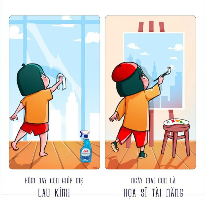 Bộ tranh đáng yêu lấy cảm hứng từ việc nhà giúp mẹ