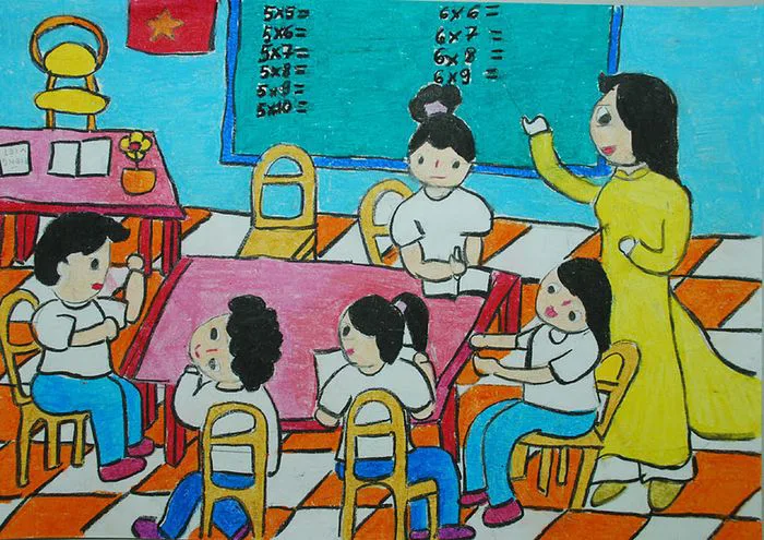 Tranh vẽ chủ đề học tập đẹp mắt