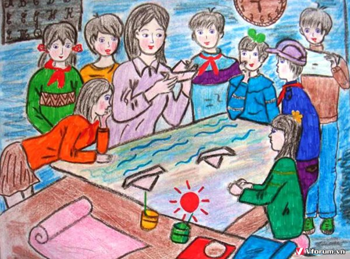 Tranh vẽ chủ đề học tập đẹp mắt