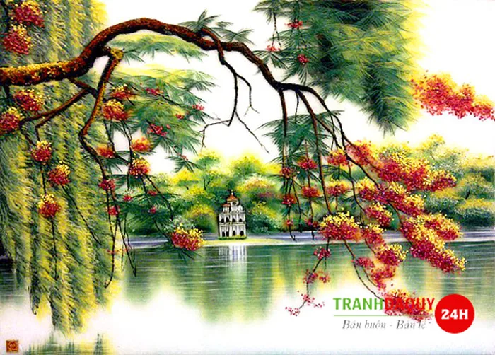 Tranh đá quý phong cảnh hồ gươm T300