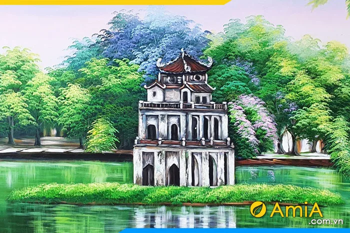 Bức tranh sơn dầu khổ lớn phong cảnh Hồ Gươm AmiA TSD 556