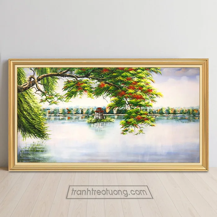 Mẫu tranh vẽ Hồ Gươm Tháp Rùa Hà Nội đẹp TPC312